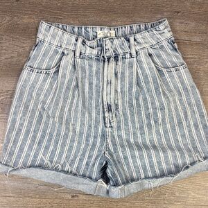 We The Free by Free People Striped High-Rise Denim Shorts – Size 30